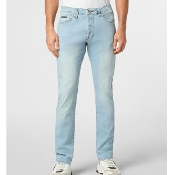 PHILIPP PLEIN Denim Trousers Super Straight Cut Basic, Size 34, Waist 38